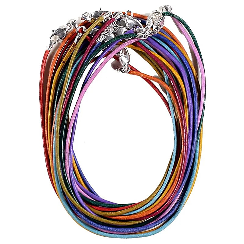 Leather necklace with lobster clasp multicolour -- 45 cm