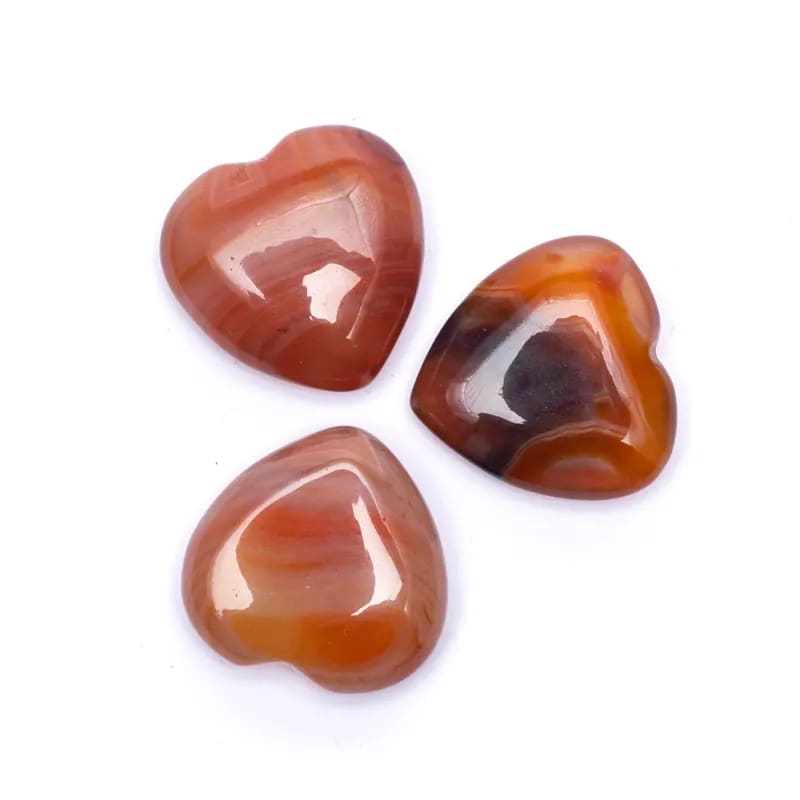 Carnelian heart worry stones -- 3.0 cm