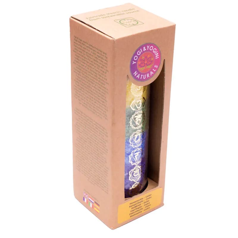 Chakra candle 7 Chakras with essential oils -- 21x6.5 cm