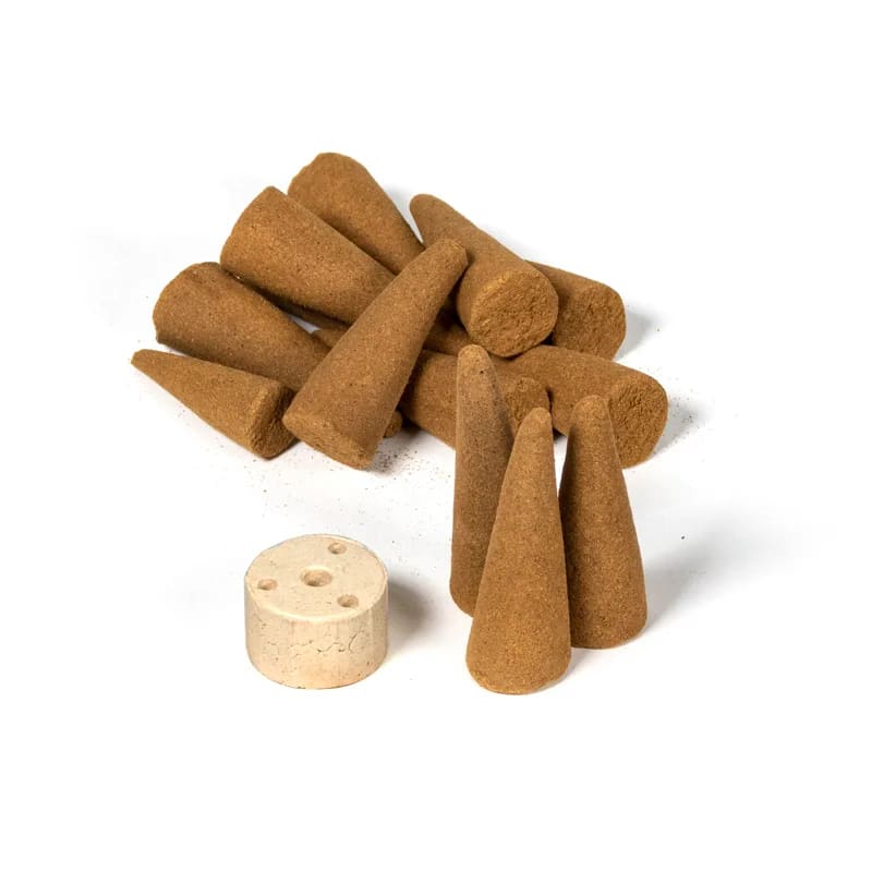 Organic Goodness Sandalwood incense cones + burner -- 72g
