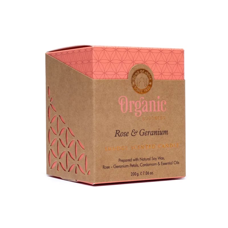 Organic Goodness scented candle Rose & Geranium -- 200g