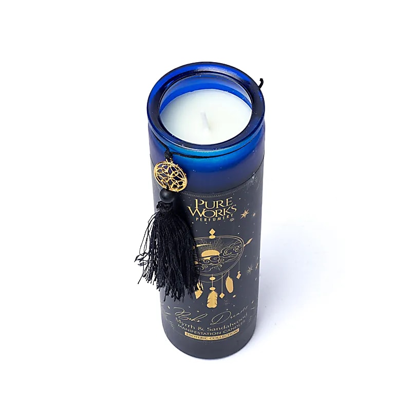 Manifestation candle Boho Dreams in glass with tassel -- 300g
