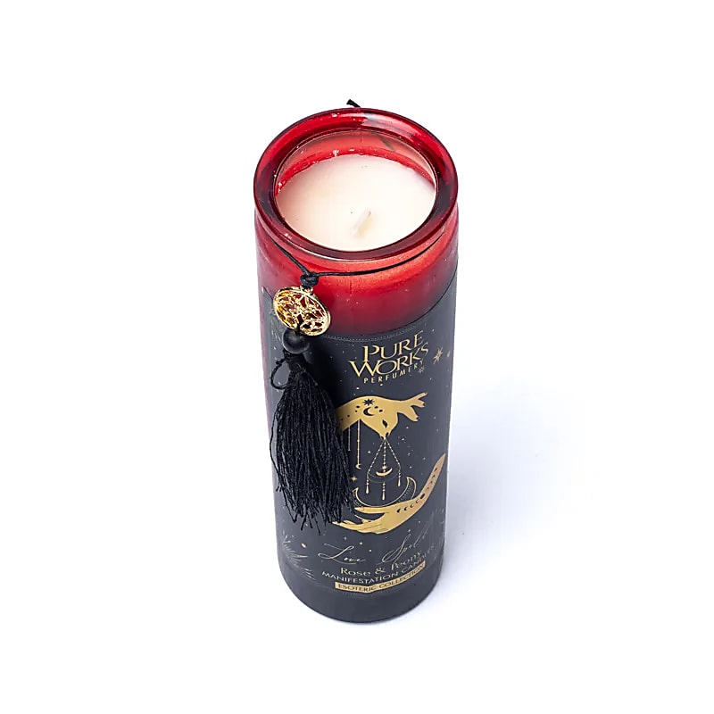 Manifestation candle Love Spell in glass with tassel -- 300g