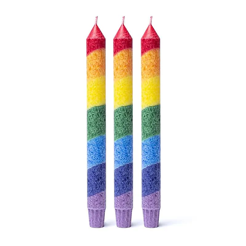 Dinner candle rainbow stearin -- 23x2.2 cm
