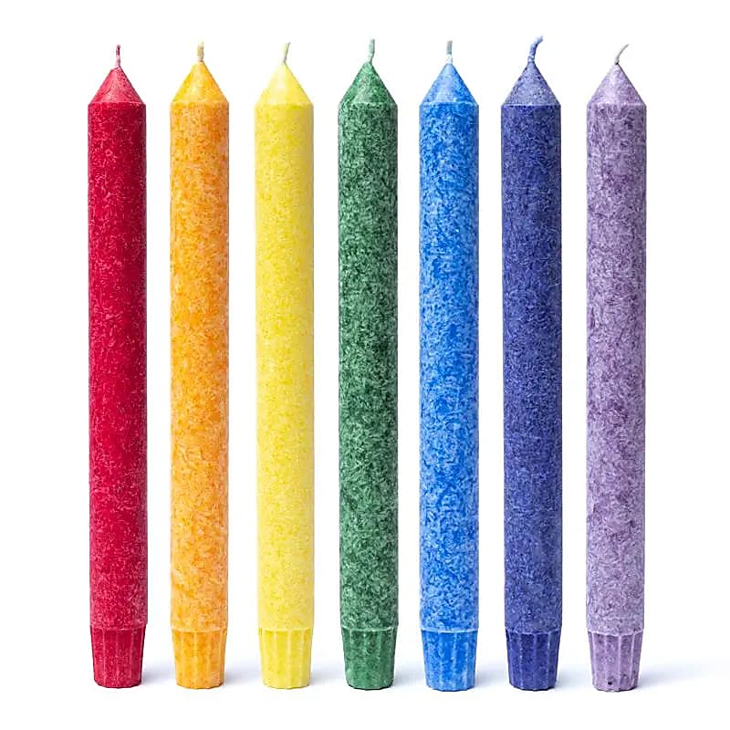 Scented dinner candles chakra set of 7 -- 21x2.2 cm