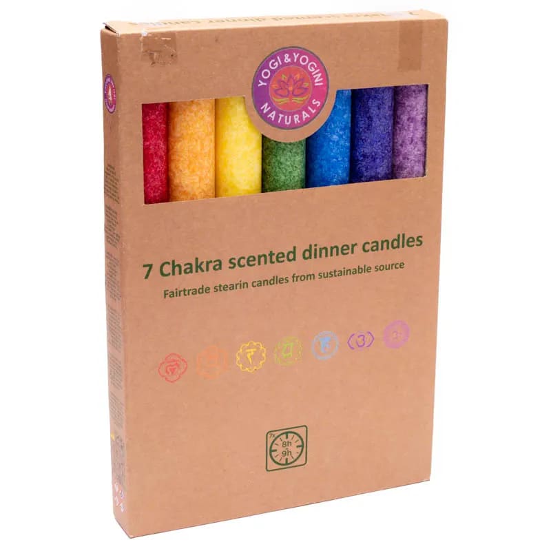 Scented dinner candles chakra set of 7 -- 21x2.2 cm