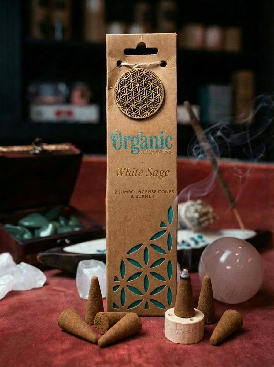 Conuri Parfumate Organice Organic Goodness – White Sage + Suport Ceramic