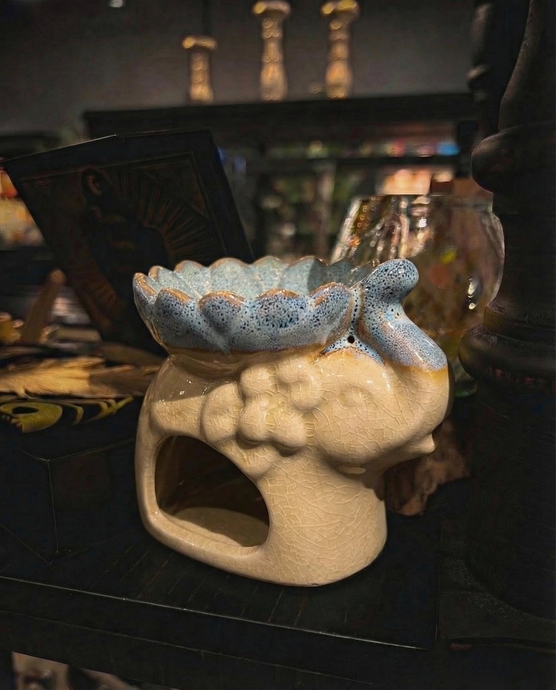 Suport Ceramic pentru Ulei Aromatic și Ceară Parfumată – Elefant Natural