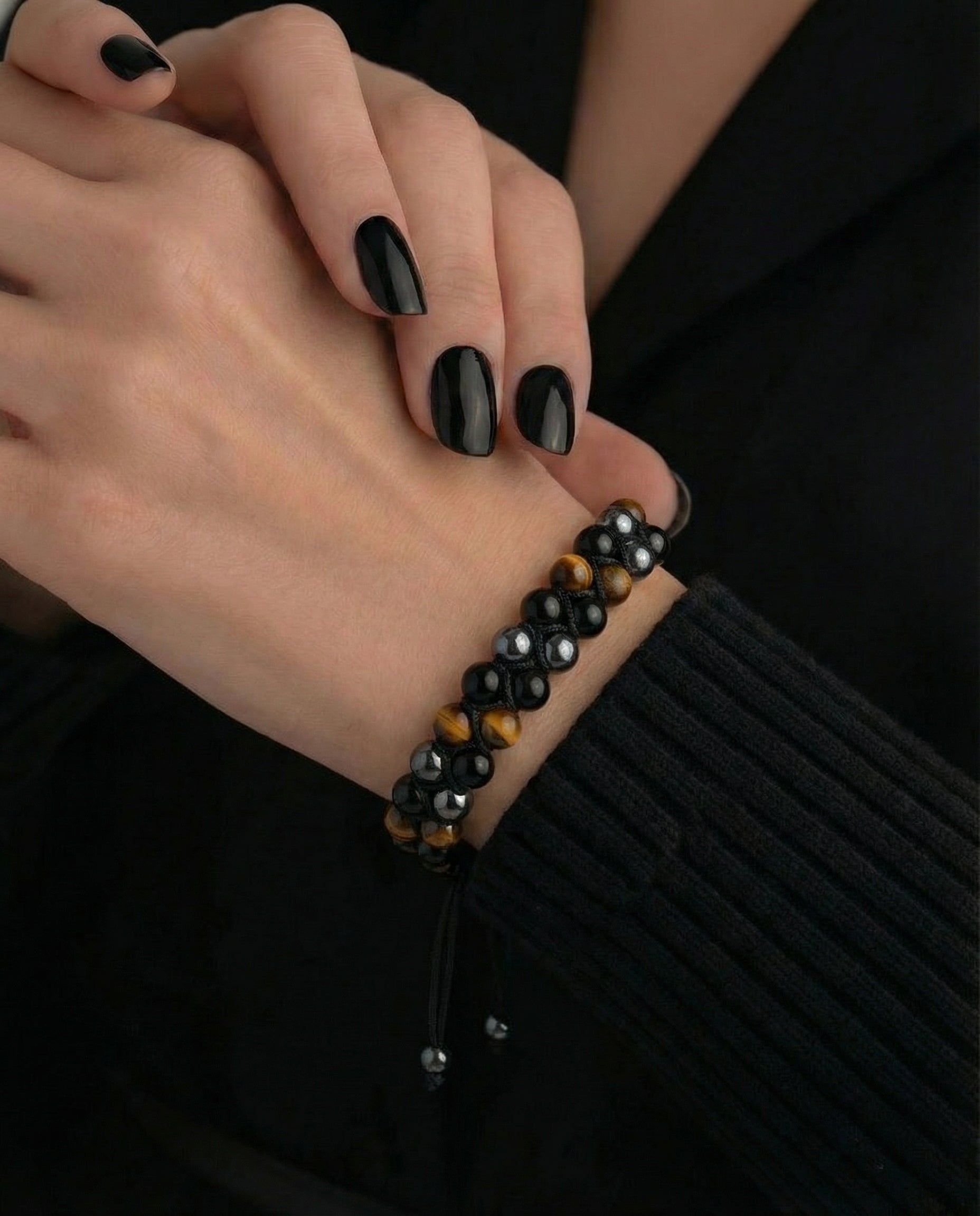 Brățară din Hematit, Obsidian & Ochi de Tigru