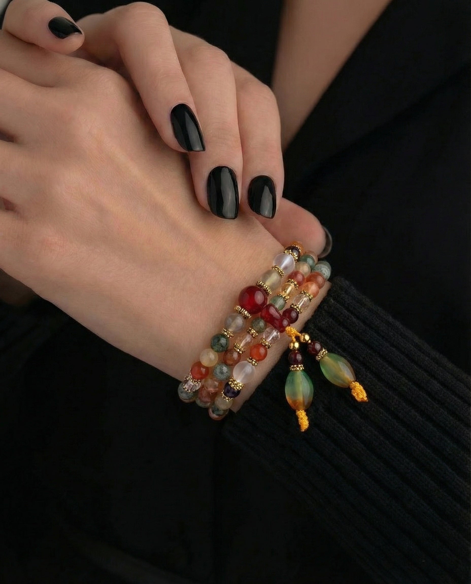 Mala din Agat Multicolor cu 108 Mărgele