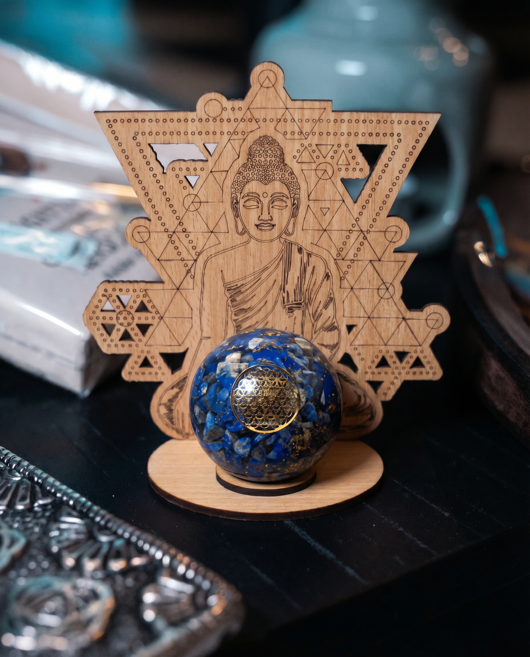Suport Sferă din Lemn – Buddha Mandala