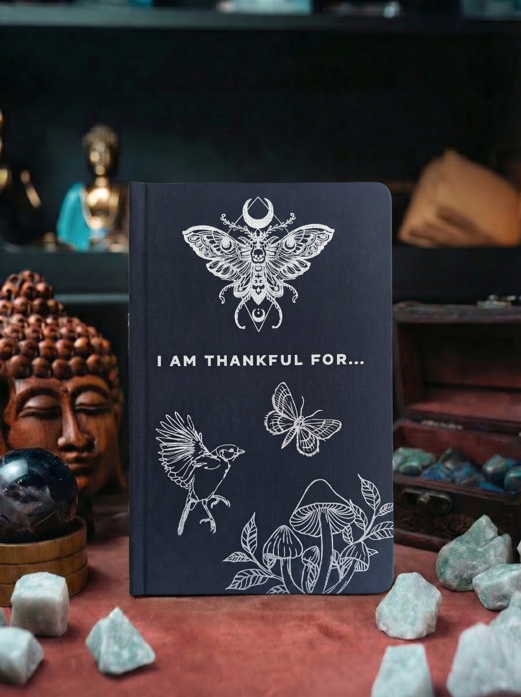 Jurnal de Recunoștință „I Am Thankful For” – Negru, 120 de Pagini, Margini Argintii