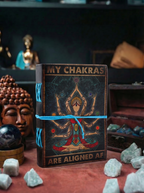 Agendă din Piele Tipărită (13 cm) – My Chakras Are Aligned AF – 200 pagini, foi simple
