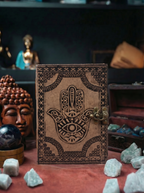 Hamsa – Agendă Esoterică cu Copertă Sculptată – Gri Antic – 200 Pagini – 17 × 12,3 cm