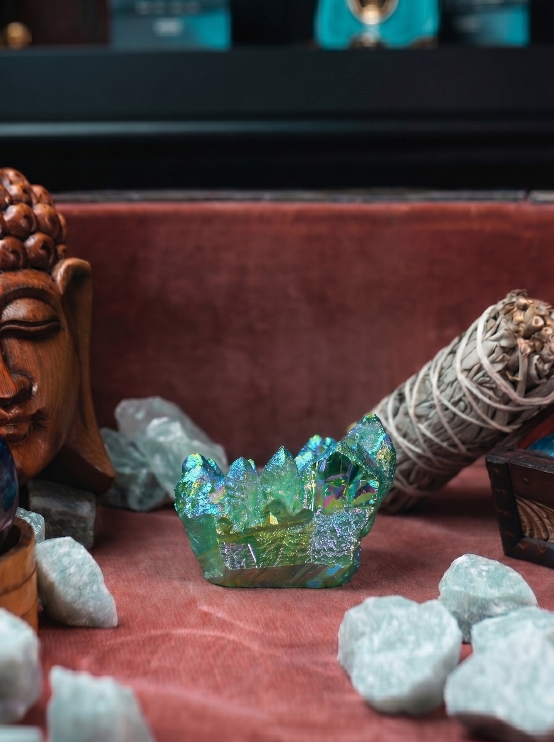 Cuarț Natural Îmbunătățit Mediu – Cuarț Aura Verde Spiritual
