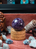Glob Cristal Semiprețios 50 mm – Ametist African cu Suport