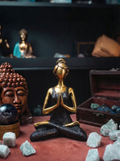 Statuie Yoga Lady – Bronz – Negru – 24 cm
