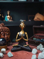Statuie Yoga Lady – Bronz – Negru – 24 cm