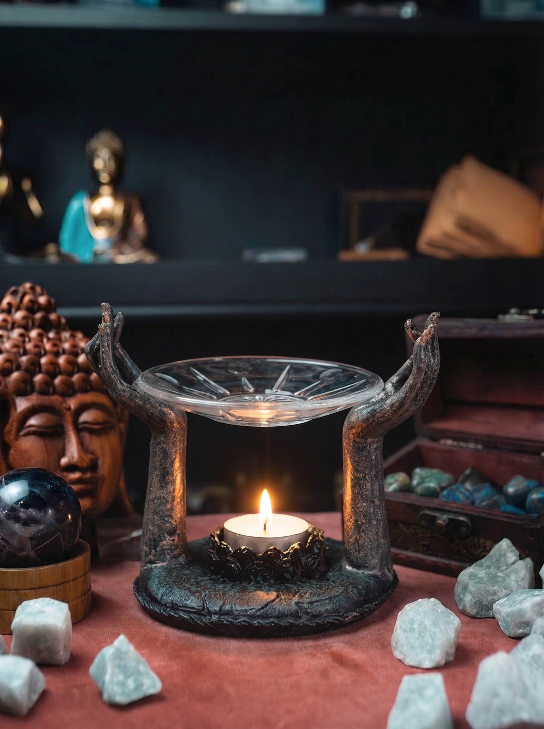Buddha Antic - Mâini - Lampă Aromatică