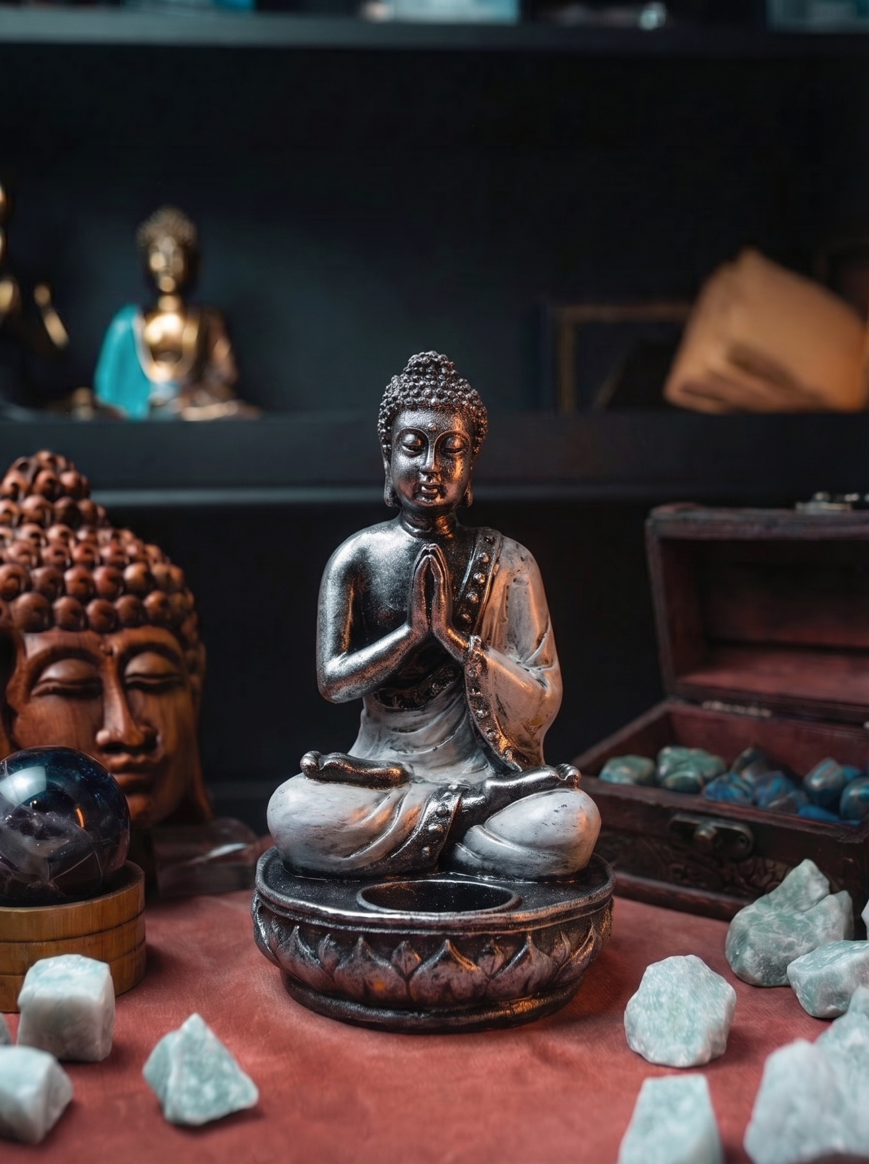 Sfeșnic Buddha – Alb – Mediu