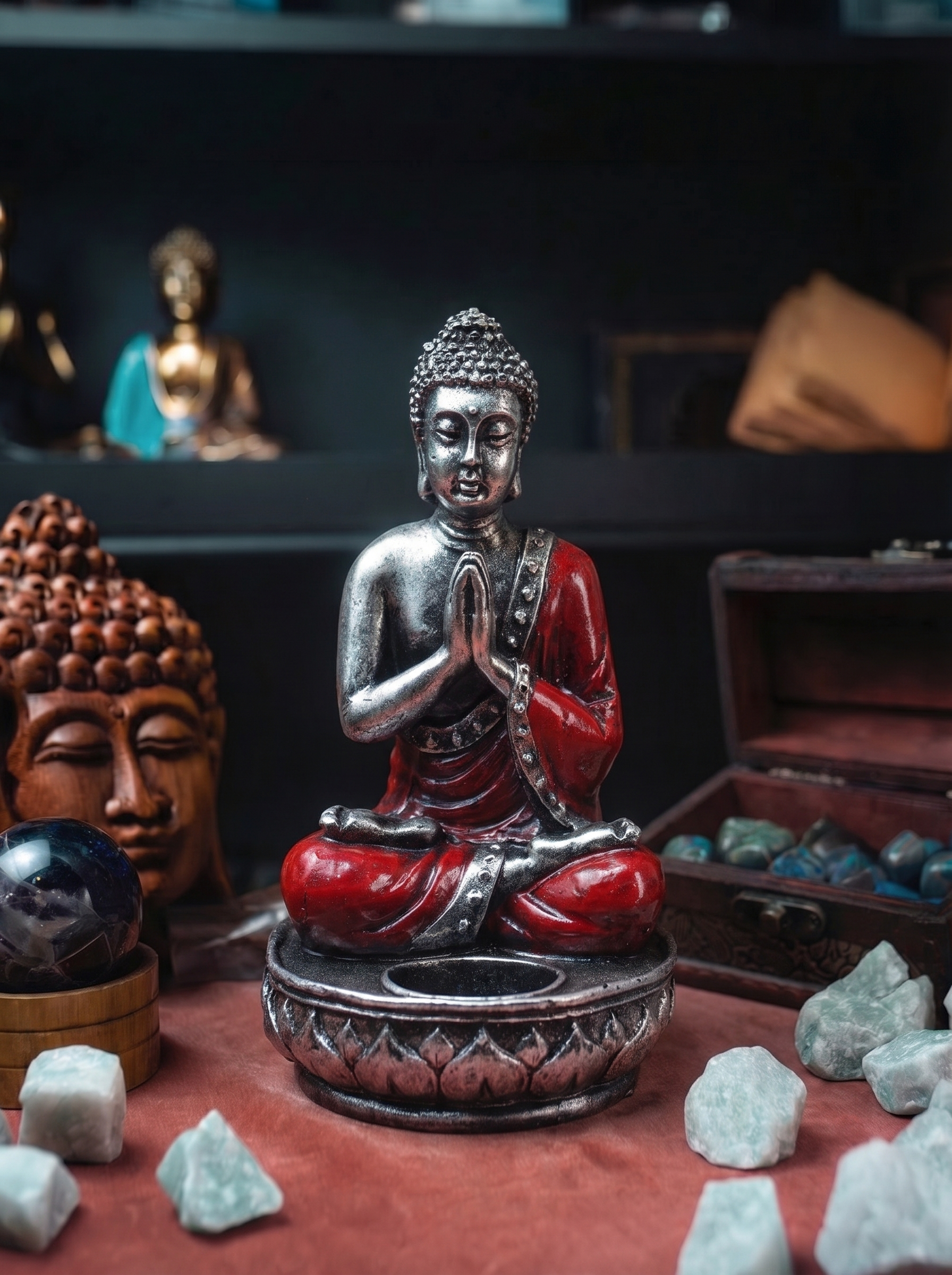Sfeșnic Buddha – Roșu – Mediu