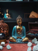 Buddha Albastru - Auriu - Mediu