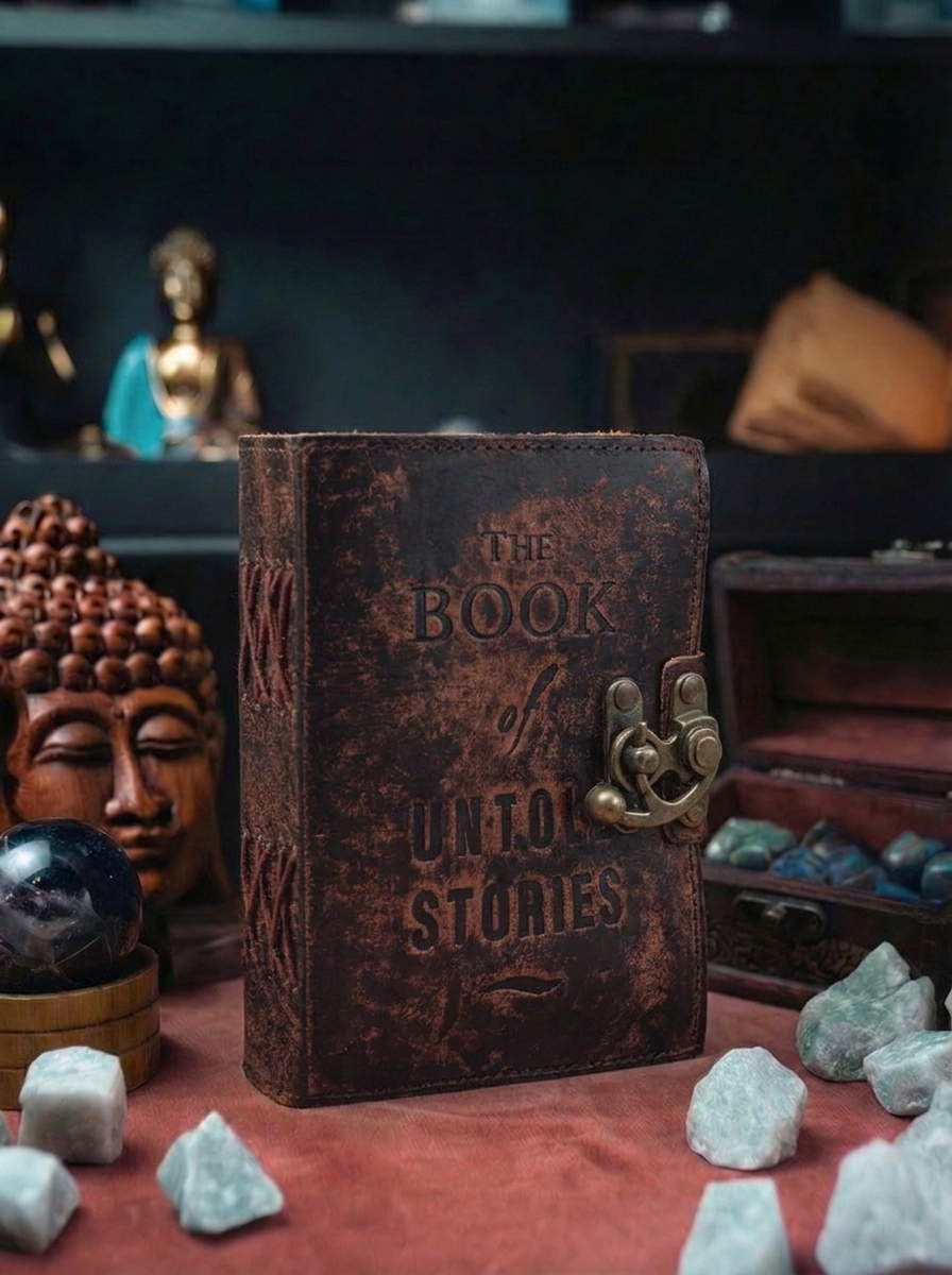 Agendă din Piele cu Margini Neregulate (10 cm) – The Book of Untold Stories
