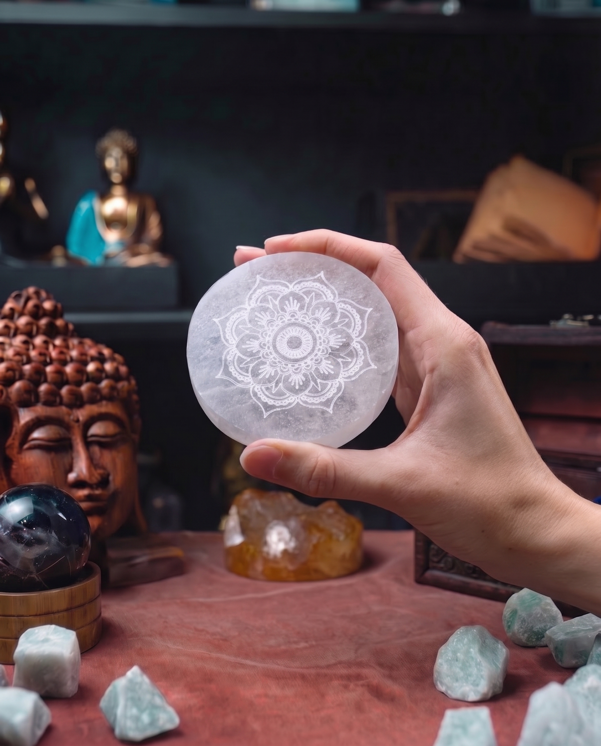 Platou Mic din Selenit – Mandala – 8 cm