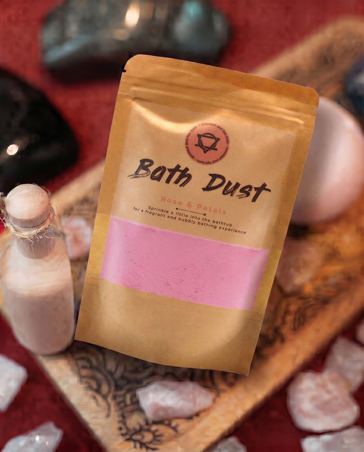 Pulbere Spumantă de Baie – Petale de Trandafir – 190 g