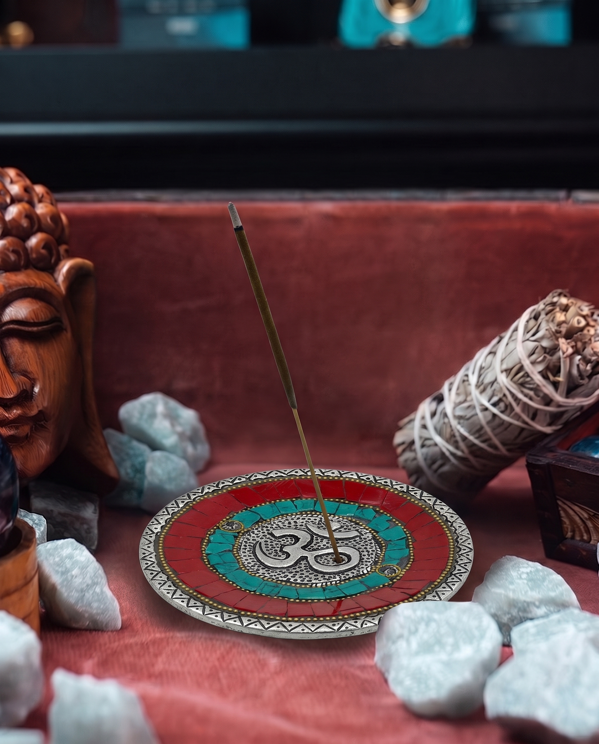 Platou Tibetan Om – Suport pentru Conuri și Bețișoare